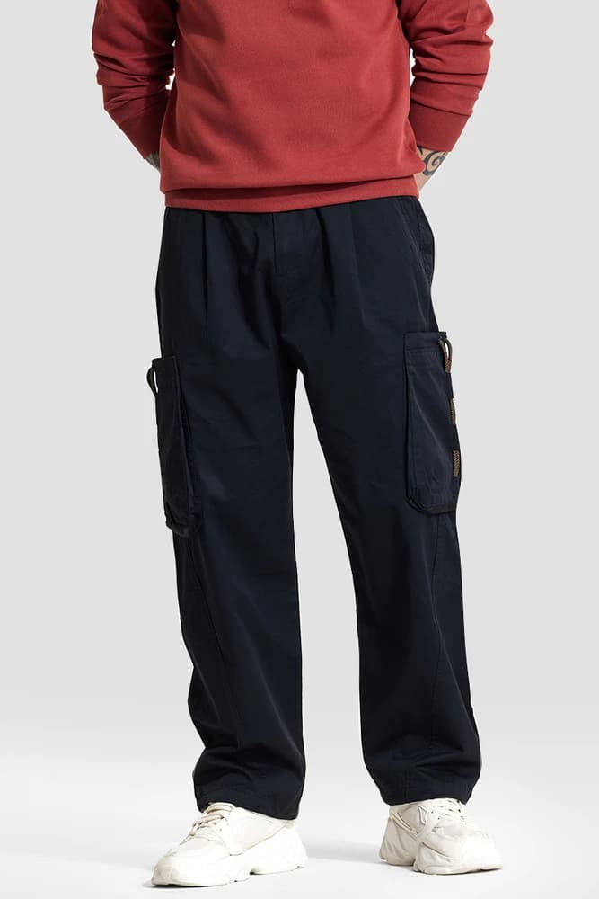 Relaxed Fit Cotton Solid Cargo Pants