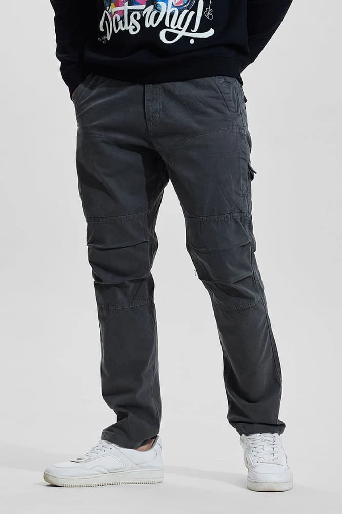 Regular Fit Cotton Solid Cargo Pants