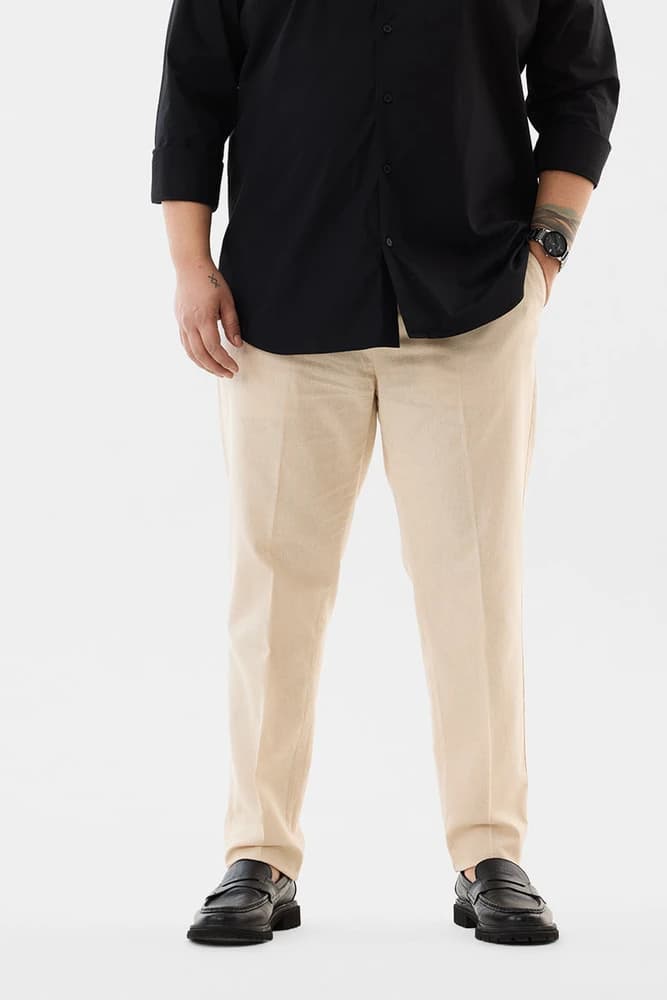 Regular Fit Cotton Self-Design Trousers