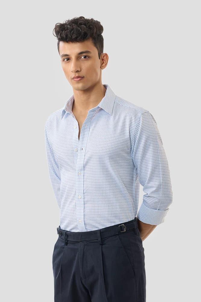 Slim Fit Polyester Checks Shirts