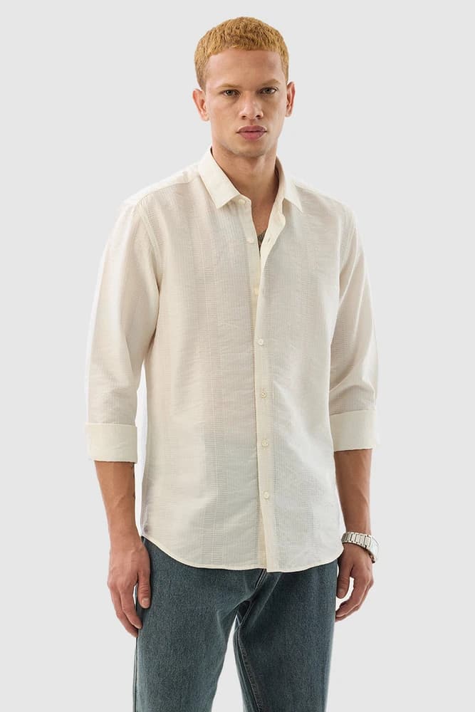 Slim Fit Others Self-Design Shirts