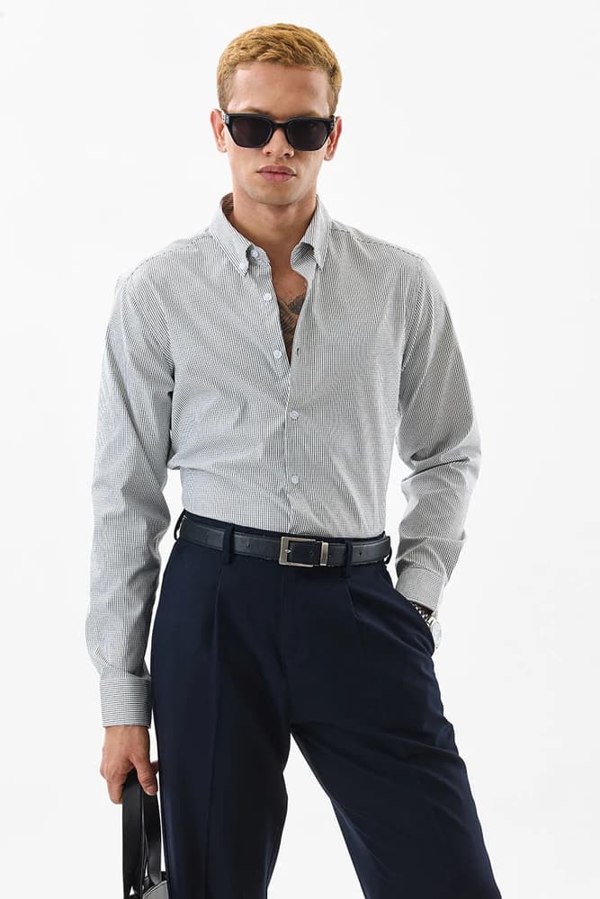 Slim Fit Polyester Stripes Shirts