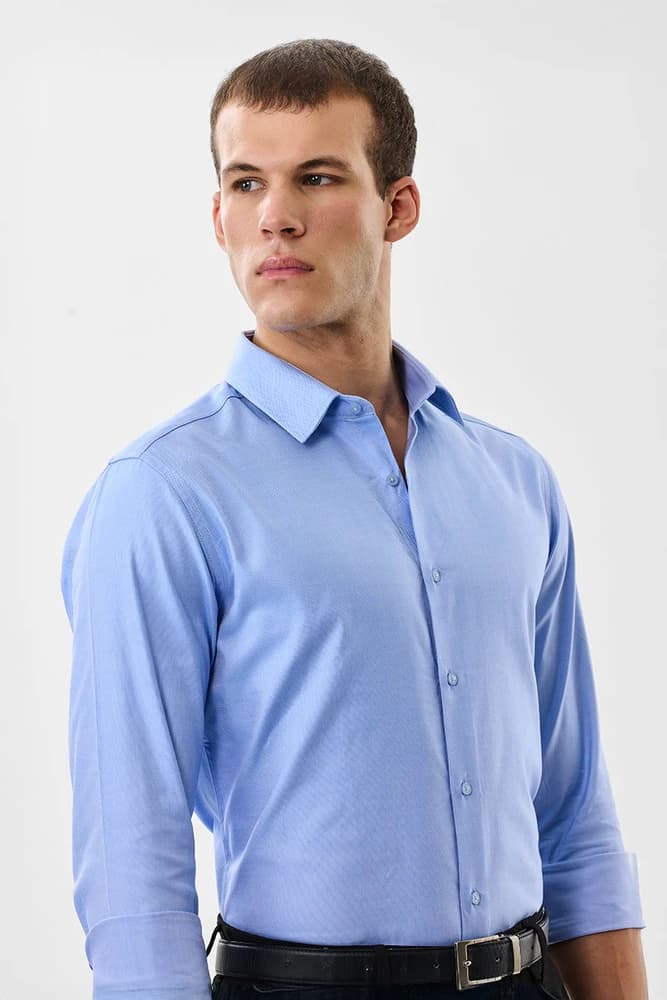 Slim Fit Cotton Self-Design Shirts