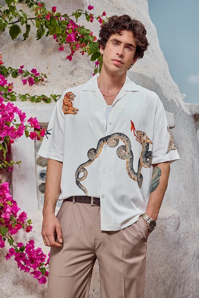 Relaxed Fit Cotton Animal Print Shirts