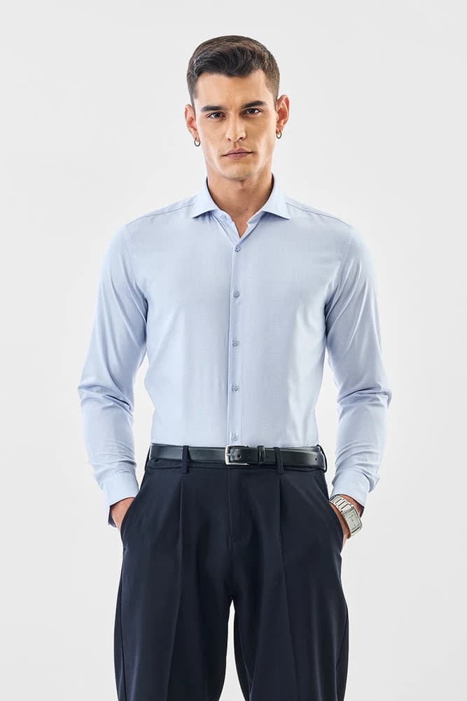 Slim Fit Cotton Self-Design Shirts