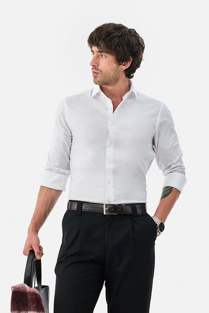 Slim Fit Cotton Self-Design Shirts
