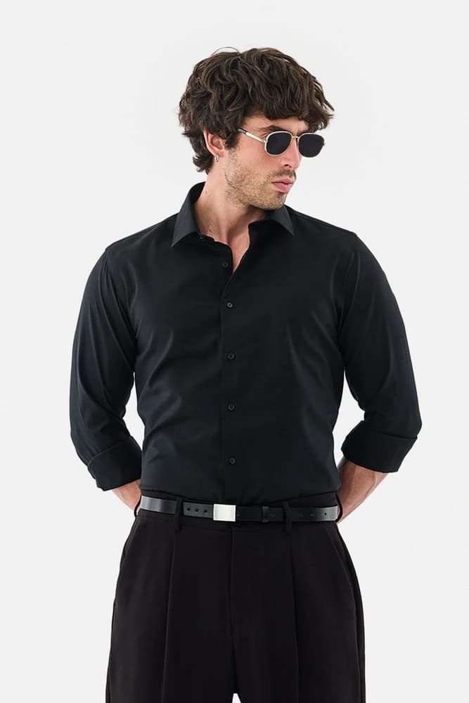 Slim Fit Cotton Self-Design Shirts