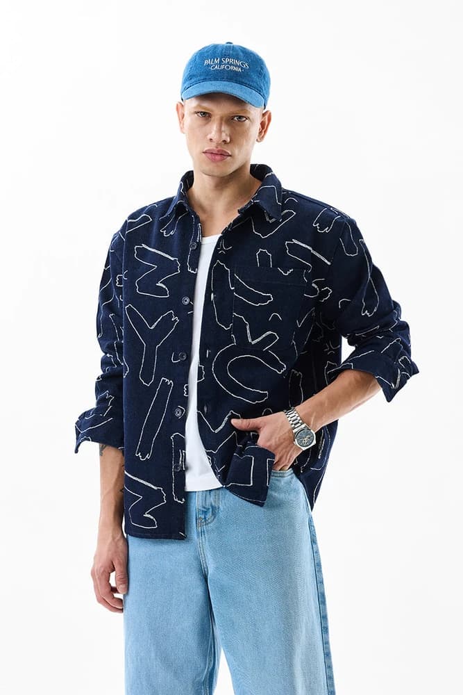 Relaxed Fit Cotton Embroidered Overshirt