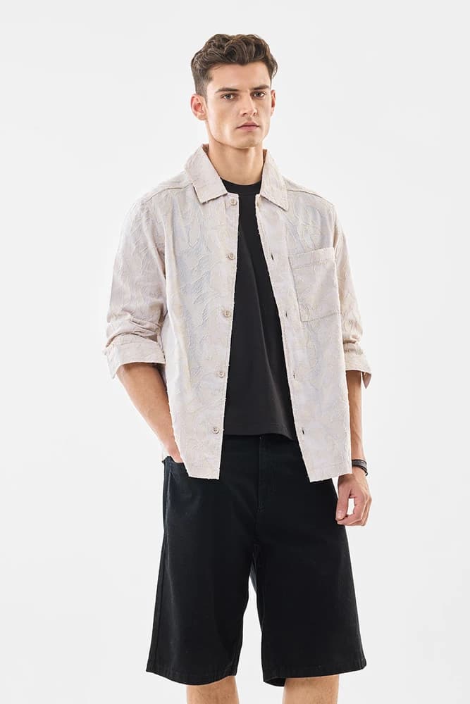 Relaxed Fit Cotton Textured Overshirt