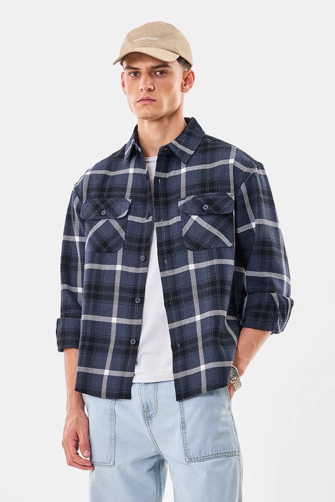 Relaxed Fit Polyester Checks Overshirt