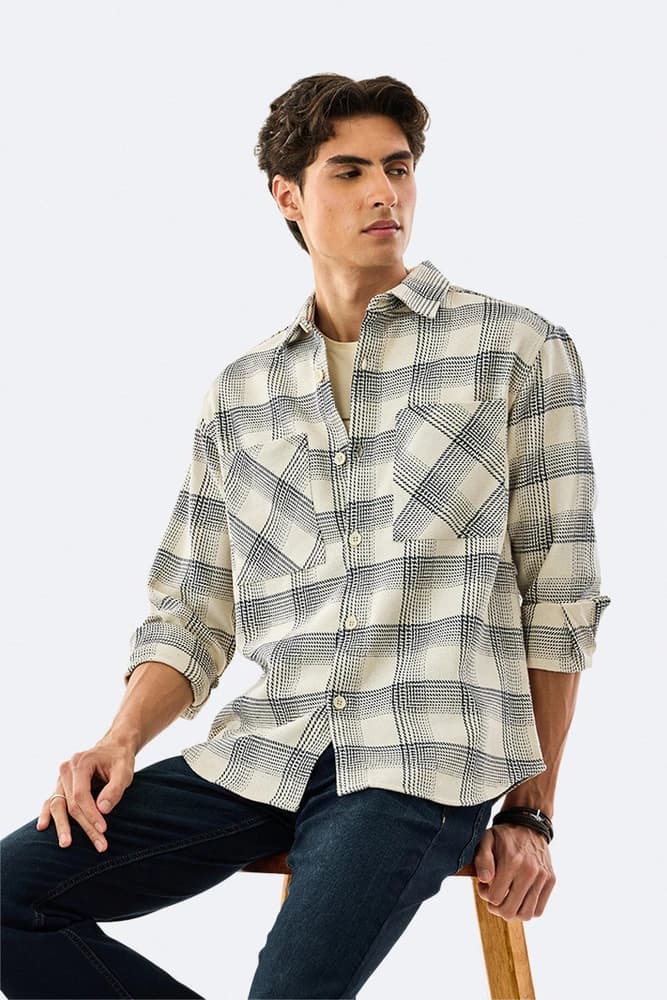 Relaxed Fit Cotton Checks Overshirt