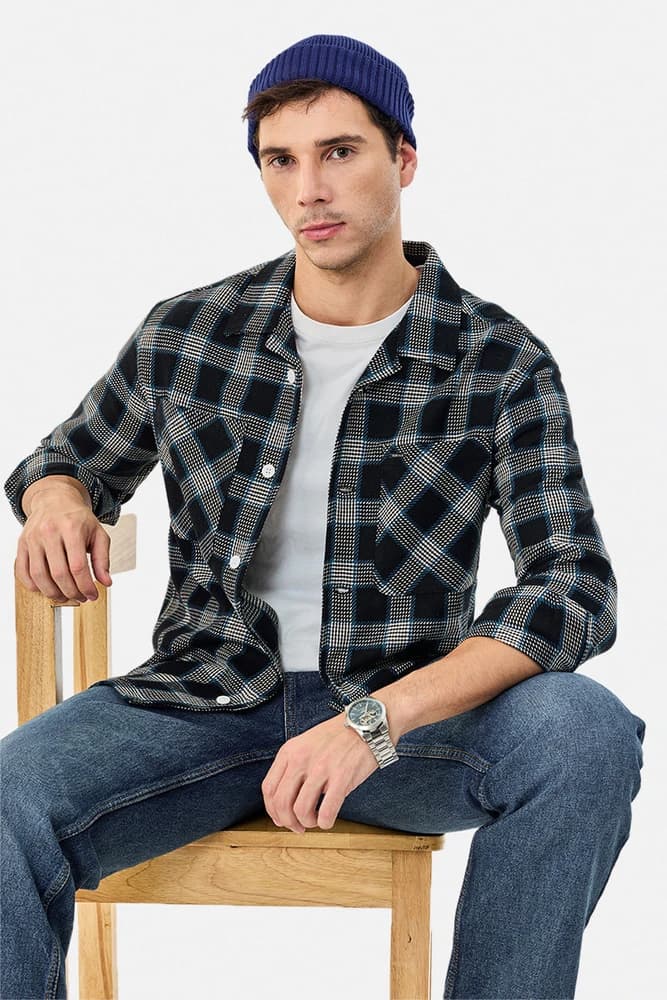 Relaxed Fit Cotton Checks Overshirt