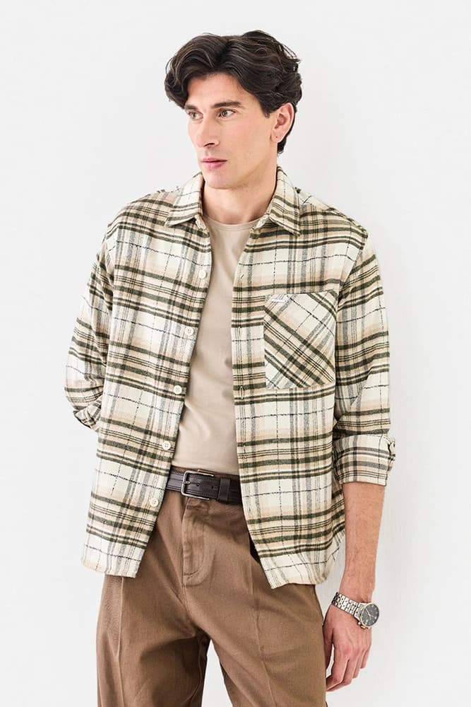 Relaxed Fit Polyester Checks Overshirt