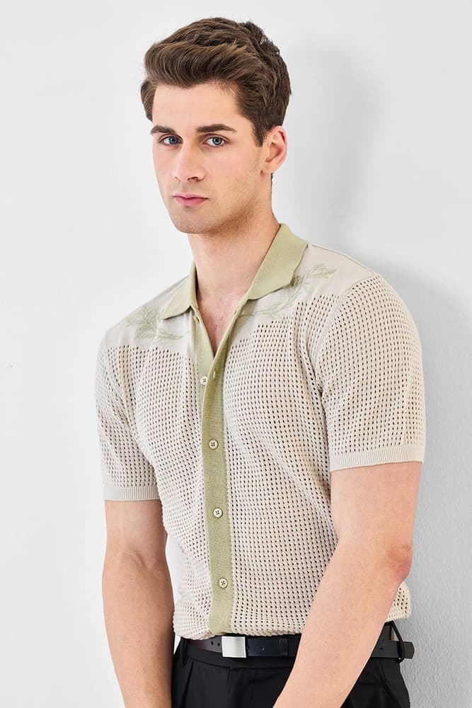 Regular Fit Cotton Self-Design Shirts