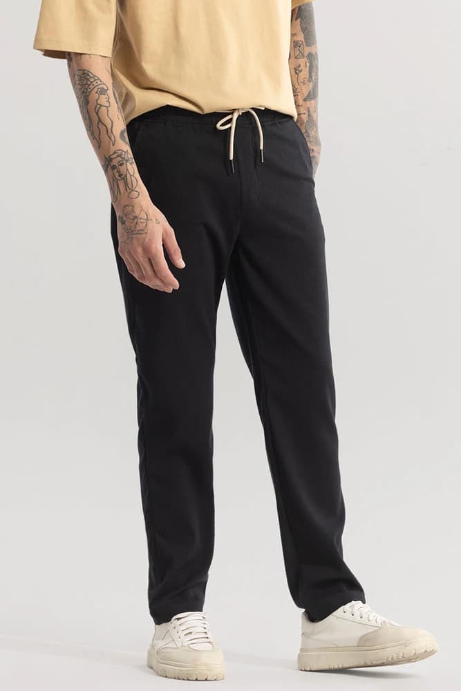 Regular Fit Cotton Textured Trousers