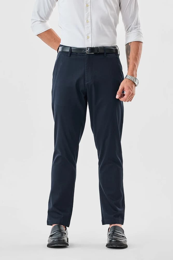 Slim Fit Cotton Plain Trousers