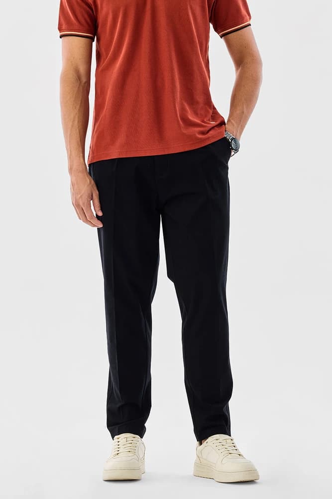 Carrot Fit Cotton Plain Trousers