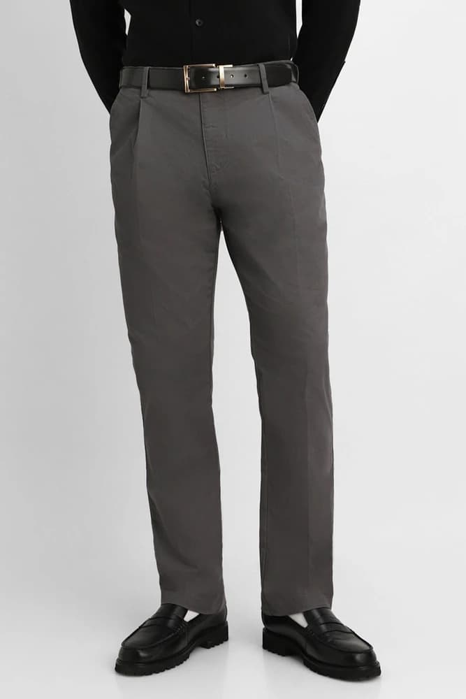 Regular Fit Cotton Plain Trousers