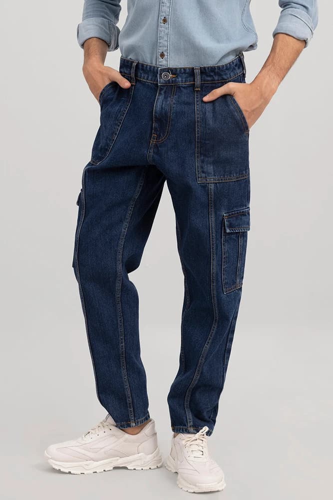 Baggy Fit Cotton Plain Cargo Pants