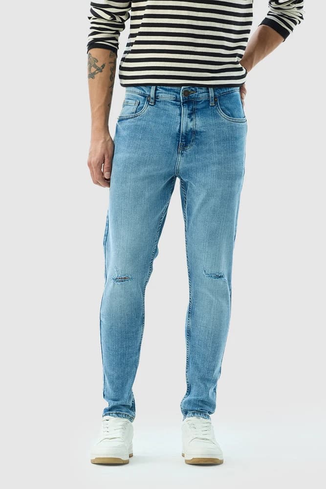 Skinny Fit Cotton Distressed Jeans