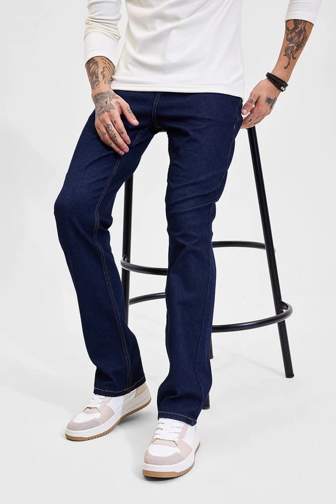 Straight Fit Cotton Distressed Jeans