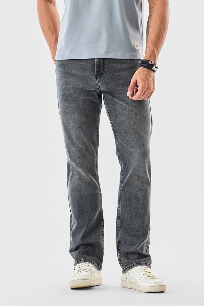 Straight Fit Cotton Distressed Jeans
