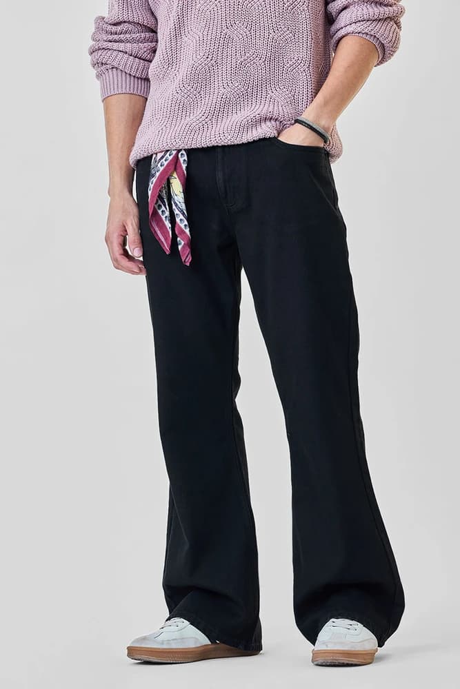 Flared Fit Cotton Distressed Jeans