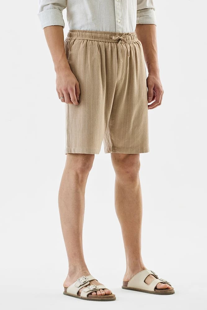 Regular Fit Polyester Stripes Shorts