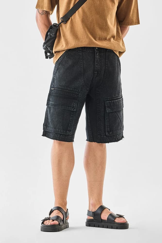 Regular Fit Cotton Distressed Shorts