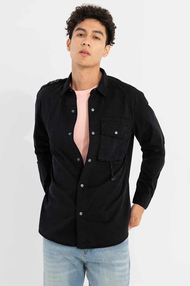 Relaxed Fit Cotton Plain Overshirt