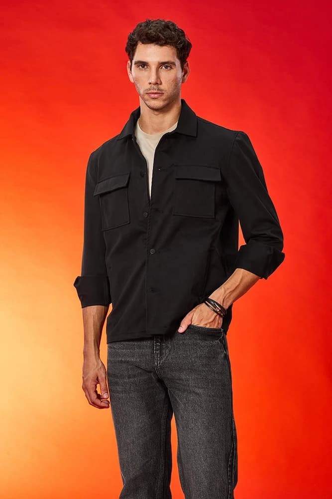 Relaxed Fit Cotton Plain Jackets
