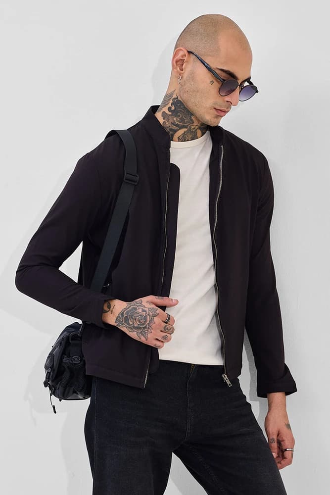Regular Fit Polyester Plain Jackets