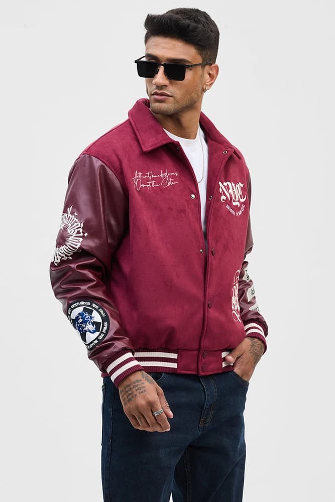 Relaxed Fit Polyester Graphic Print, Colourblocked, Printed Jackets