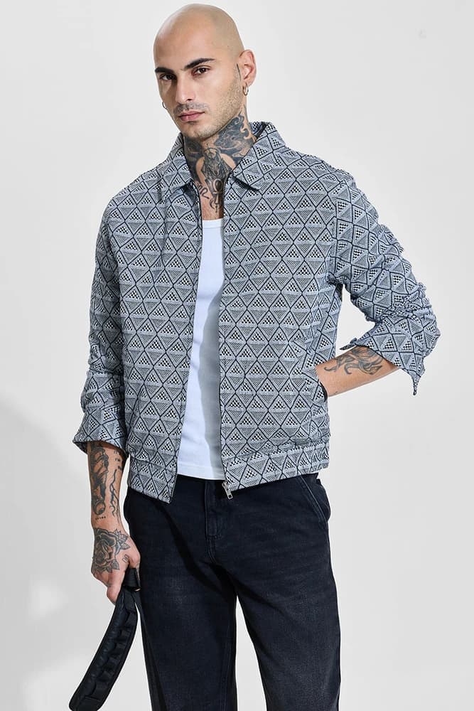 Relaxed Fit Others Geometric, Printed Jackets
