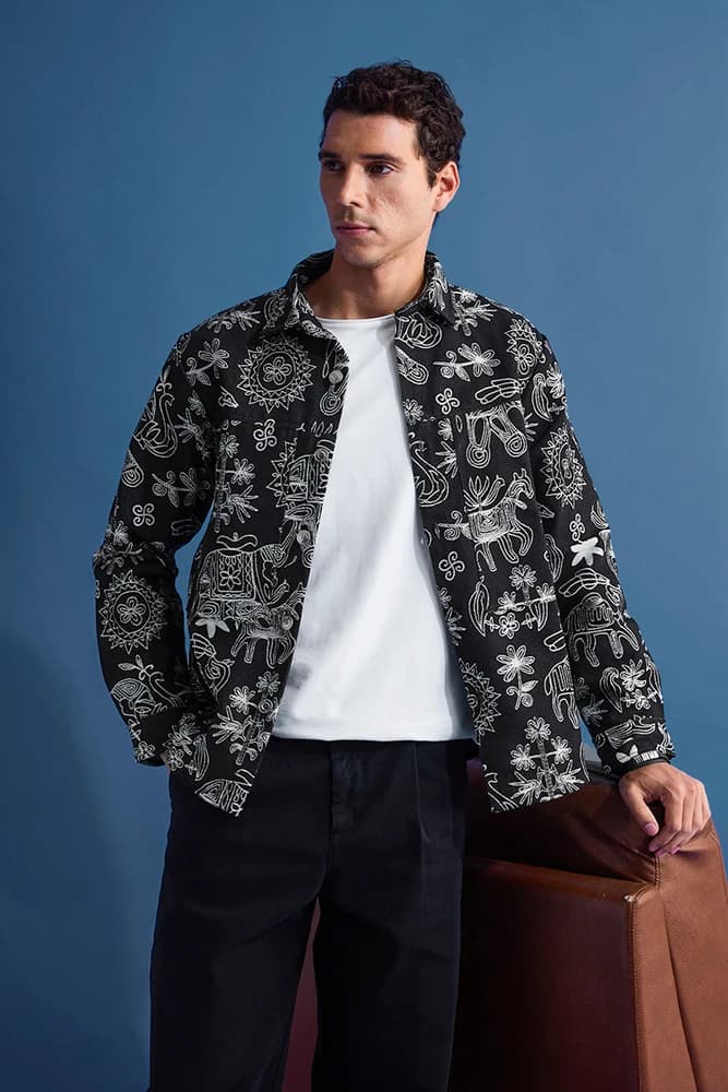 Relaxed Fit Cotton Printed Overshirt