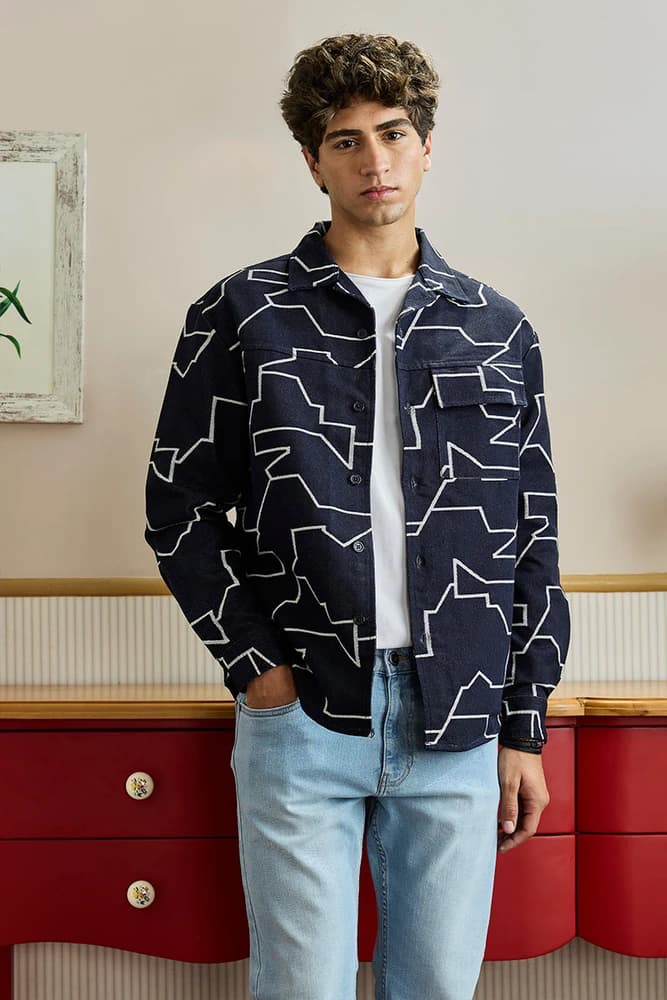 Relaxed Fit Cotton Embroidered Overshirt