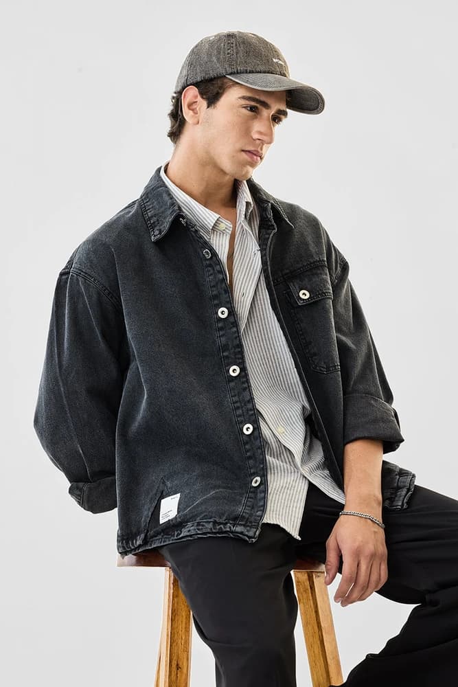 Relaxed Fit Cotton Plain Jackets