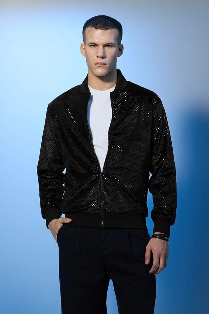 Relaxed Fit Polyester Embellished Jackets