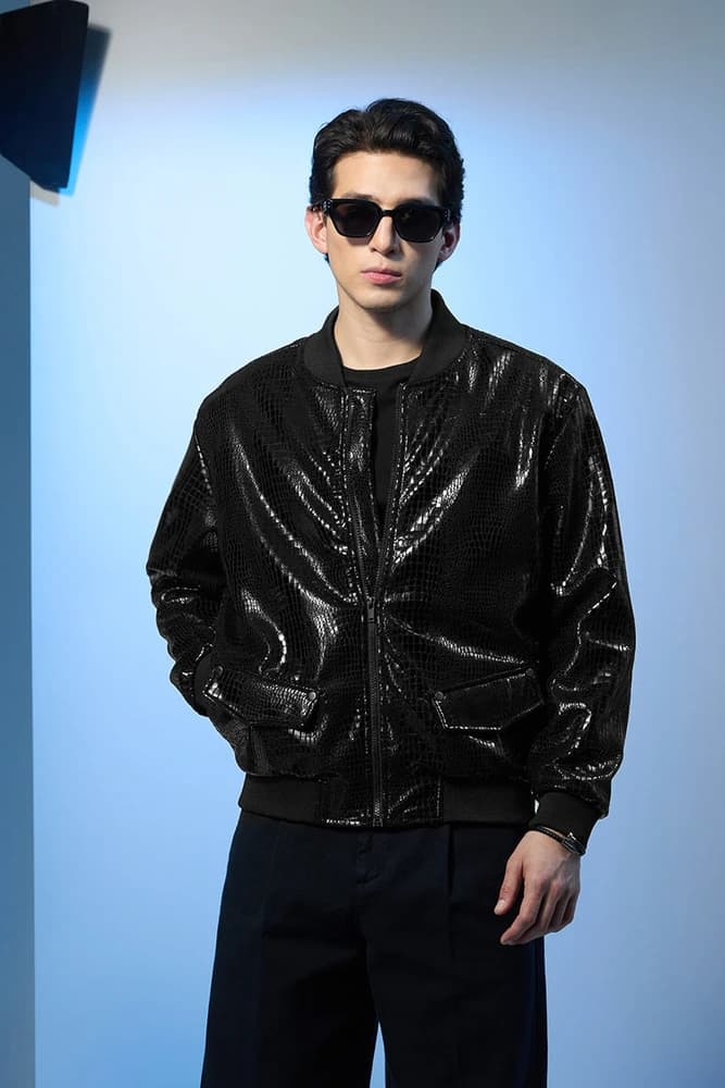 Relaxed Fit Polyester Textured Jackets
