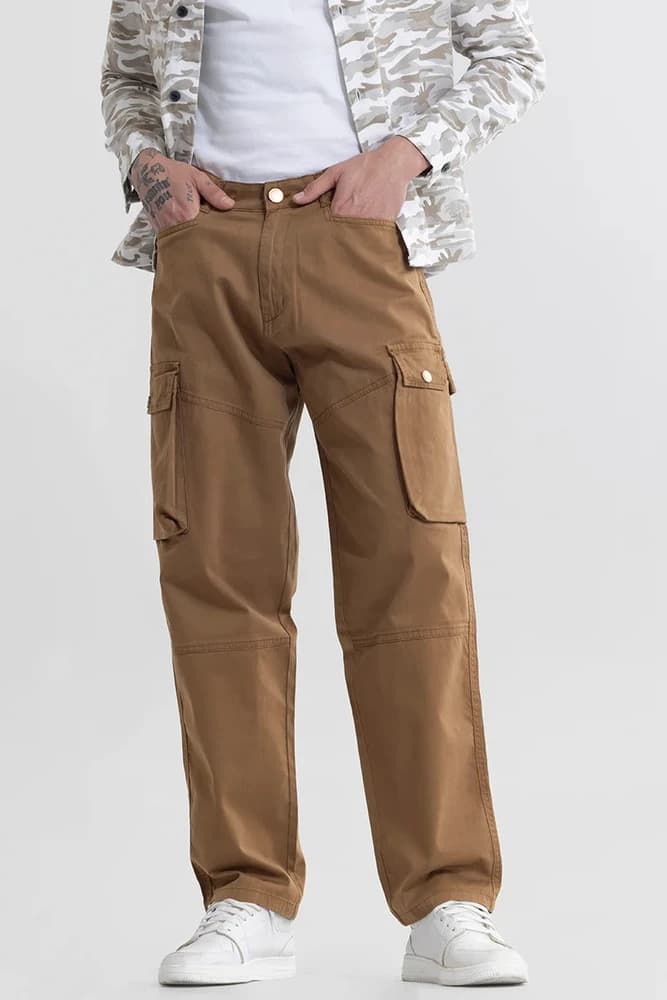Baggy Fit Cotton Plain Cargo Pants