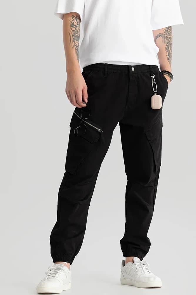 Relaxed Fit Cotton Plain Cargo Pants
