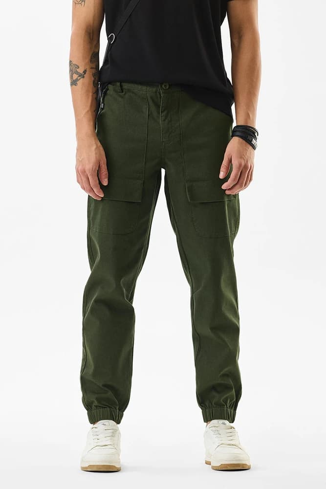 Relaxed Fit Cotton Plain Cargo Pants