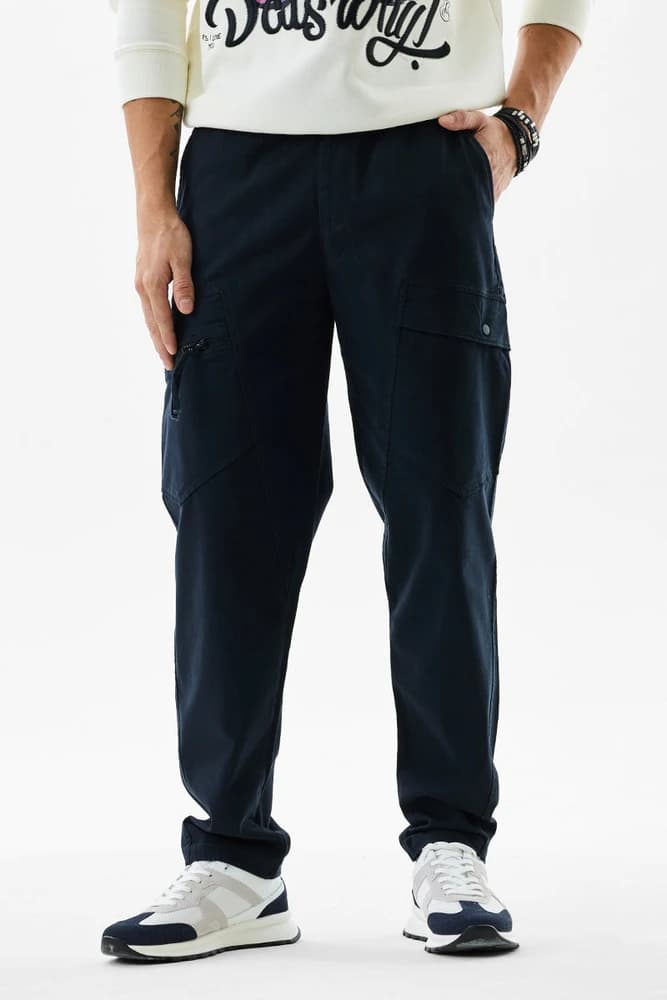 Slim Fit Cotton Plain Cargo Pants