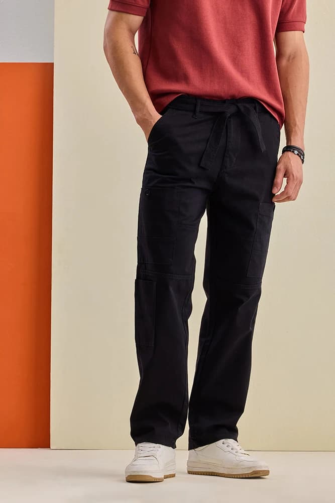 Baggy Fit Cotton Plain Cargo Pants