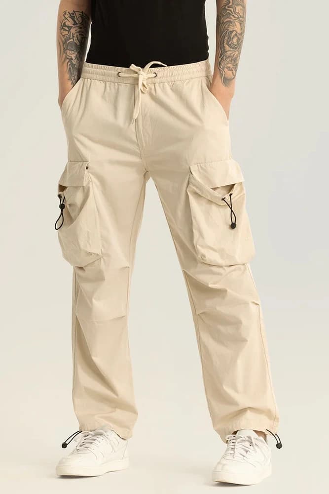 Loose Fit Cotton Plain Cargo Pants