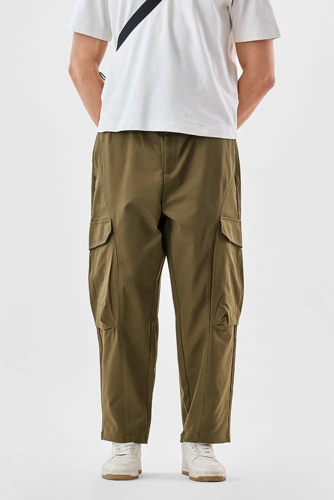 Baggy Fit Polyester Plain Cargo Pants