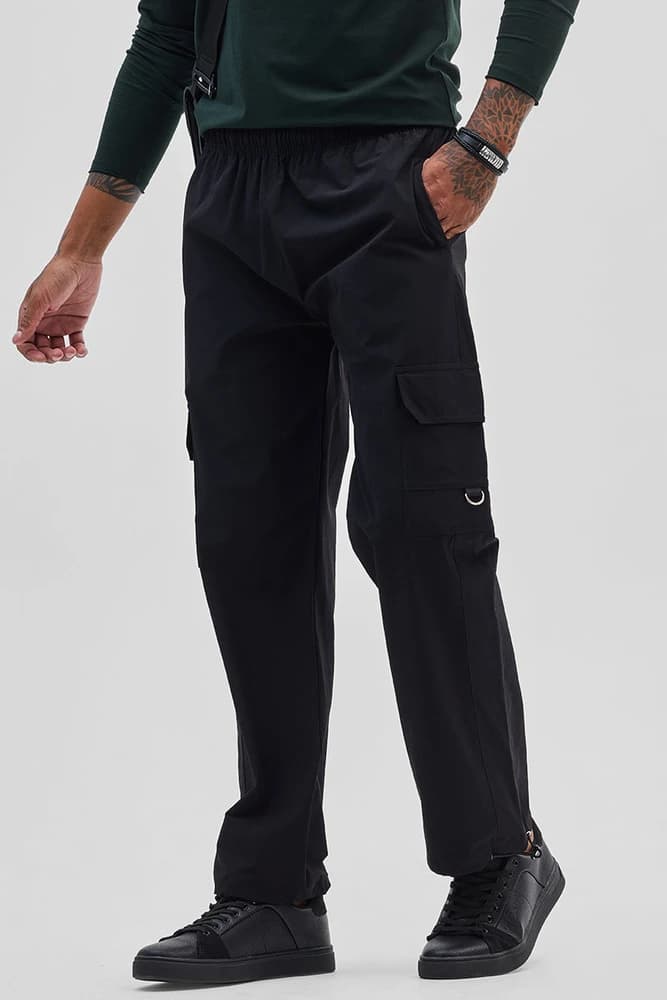 Relaxed Fit Nylon Plain Cargo Pants