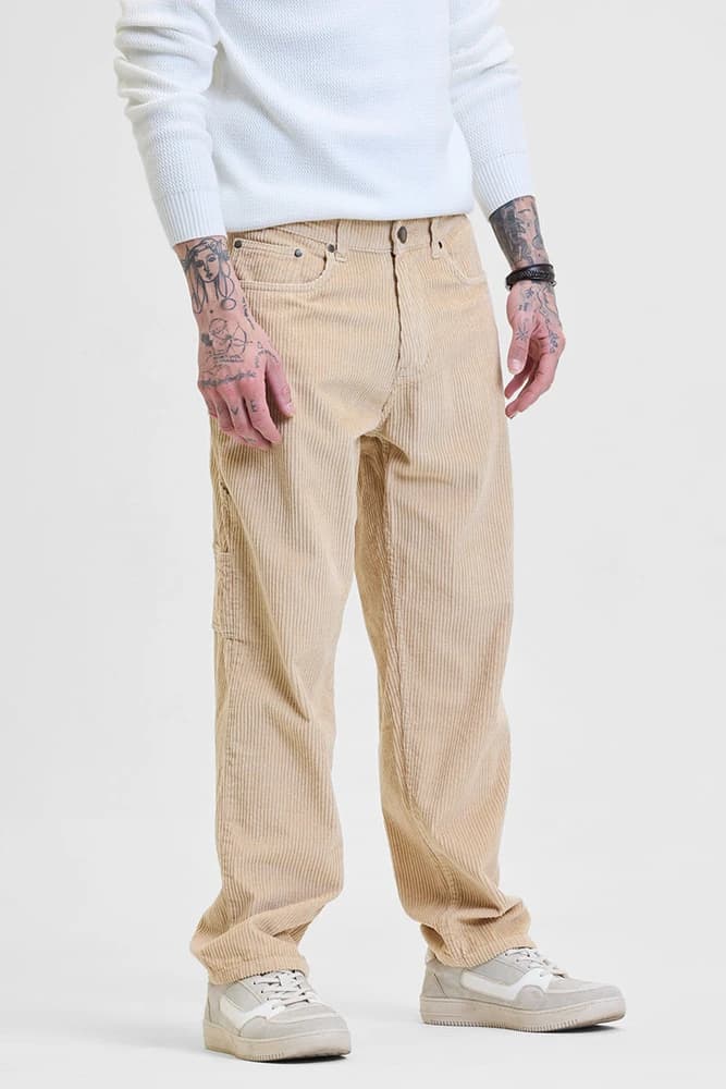 Relaxed Fit Cotton Self-Design, Textured Cargo Pants