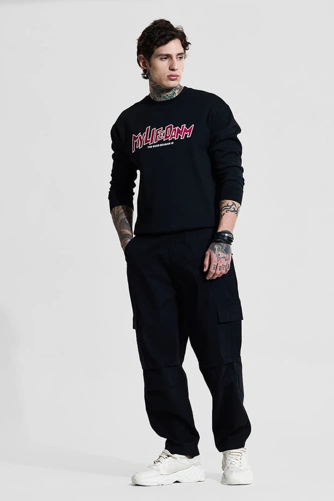 Relaxed Fit Cotton Solid Cargo Pants