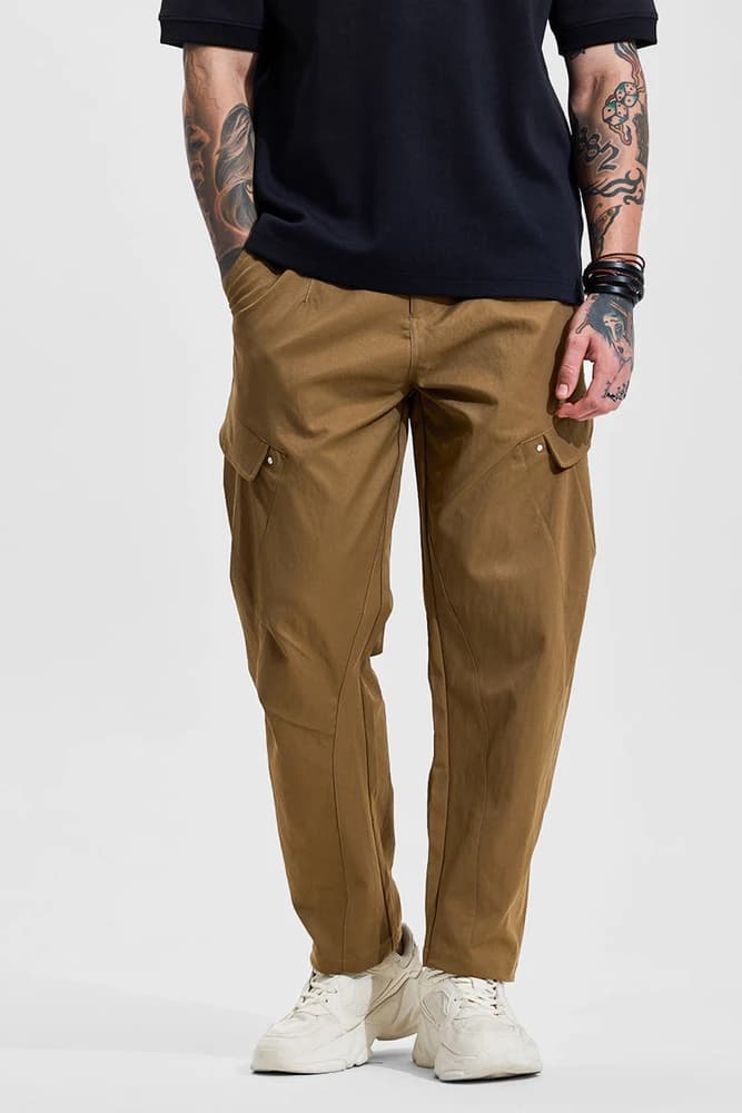 Relaxed Fit Polyester Solid Cargo Pants